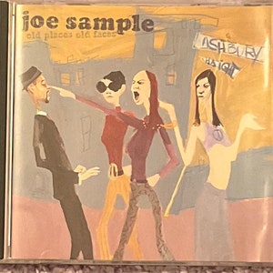 May include: A CD cover with a colorful illustration of four people. The text "joe sample" and "old places old faces" is printed on the cover. The text "ASHBURY" is printed on a sign held by one of the people in the illustration.