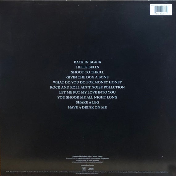 AC/DC: Back in Black. Vinyl LP - Etsy