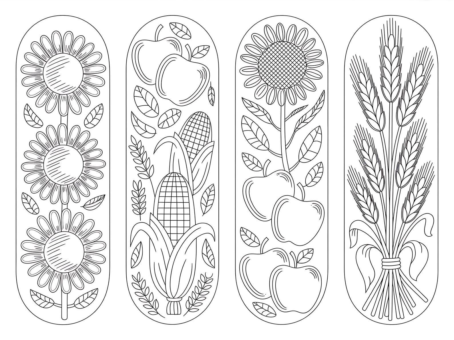 Fall Colorable Bookmarks 30 Fall Bookmark Coloring Pages | Autumn Bookmarks Printable for Kids ...