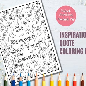 Inspirational Quote Adult Coloring Page, Printable Coloring Page , Motivational Coloring Page, Relaxation Coloring, Adult Coloring Printable