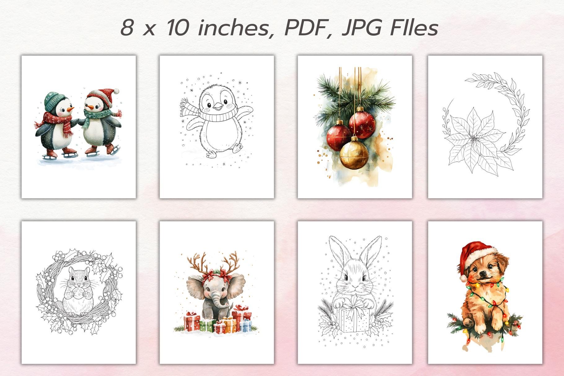 Christmas Coloring Pages Bundle • 50 Holiday Printable Designs • PDF ...