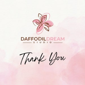May include: A pink and brown stylized flower graphic with the text "DAFFODILDREAM STUDIO" and the words "Thank You" below.