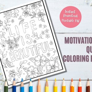 Inspirational Quote Coloring Page, Printable Coloring Page, Adult Coloring Page, Relaxation Coloring, Adult Coloring Printable