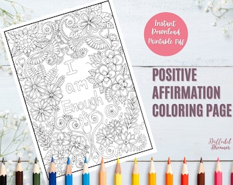 Self-Love Affirmation Adult Coloring Page, Self- Care Printable, Digital Download, Relaxation Coloring, Adult Coloring Printable