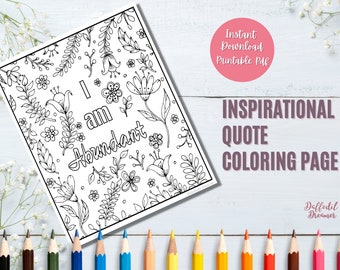 Positive Affirmation Adult Coloring Page, Printable Coloring Page ...