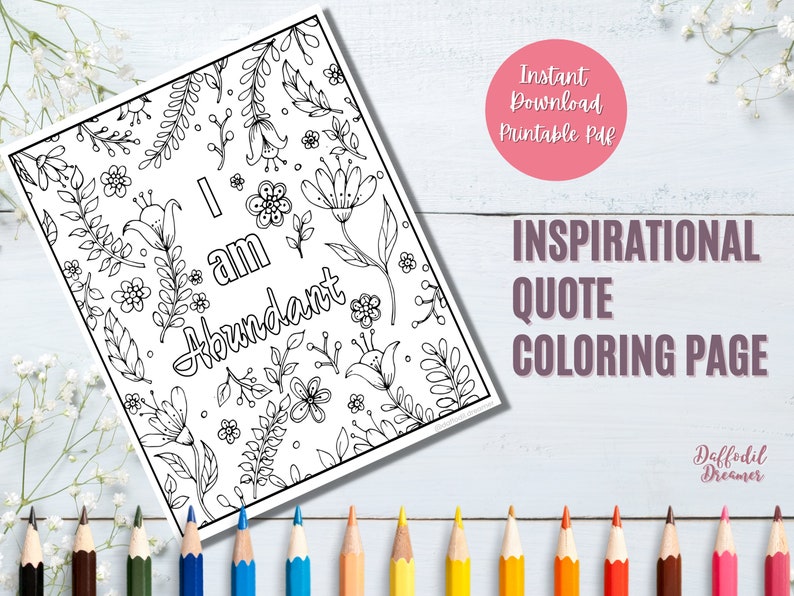 Positive Affirmation Adult Coloring Page Printable Coloring - Etsy
