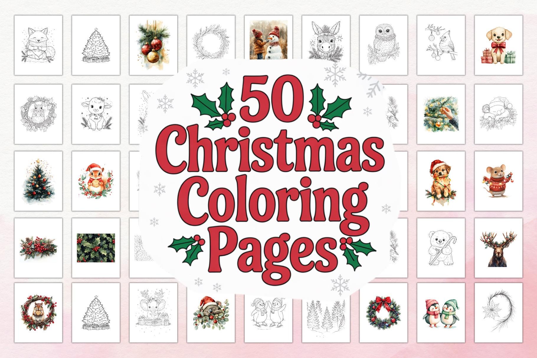 Christmas Coloring Pages Bundle • 50 Holiday Printable Designs • PDF ...