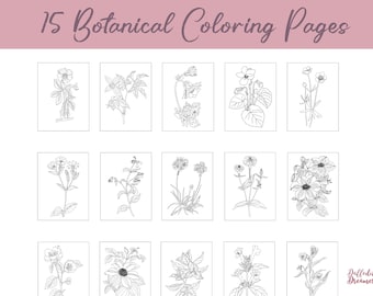 Entspannendes Malbuch für Erwachsene, Vintage Botanische Malseiten, Blumen Linie Zeichnung Malbuch