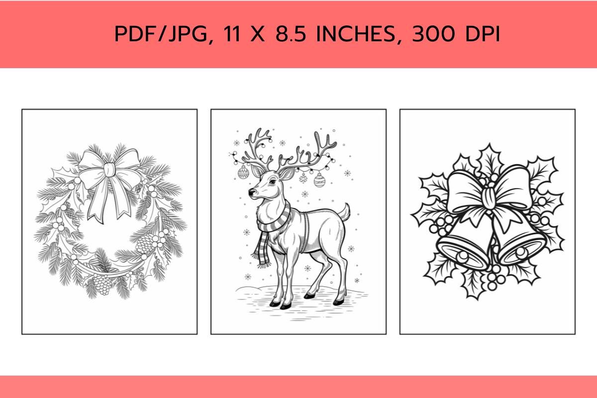 Christmas Coloring Pages Bundle | 120 Printable Holiday Sheets for Kids ...