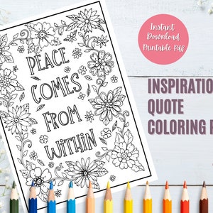 Inspirational Quote Adult Coloring Page, Printable Coloring Page, Motivational Coloring Page, Relaxation Coloring, Adult Coloring Printable