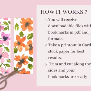 Printable Bookmarks, Watercolor Floral Bookmarks, Digital Download ...