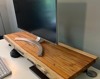 Exotic South American Canary Wood Monitor Riser with Adjustable Legs