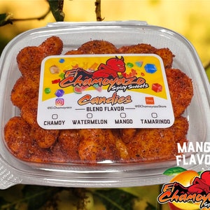 Spicy Mango Slices | Dulces Enchilados | Mango slices with homemade Chamoy + Tajin