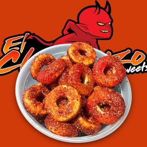 Spicy Rings Gummies | Dulces Enchilados | Rings with Chamoy + Tajin | Chamoy