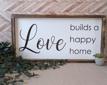 Rustic Wall Decor Wooden Home Sign Farmhouse Living Room Wall Decor Love Family Sign Housewarming Gift Framed Wood Sign Positive Message