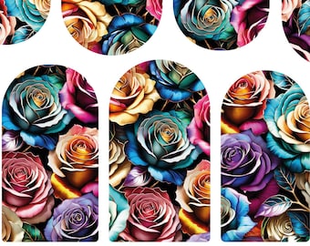 Rose Nail Decals | Colorful Floral Nail Art