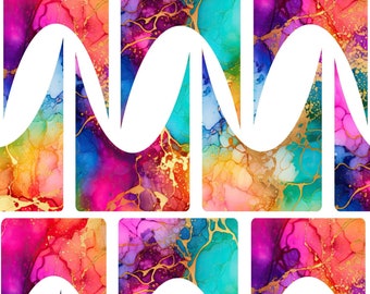 Rainbow Ink Abstract Nail Decals