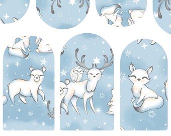 Cute Nail Decals - Winter Nail Decals - Christmas Nail Decals - Xmas Nail Decals - Animal Nail Decals - Waterslide Nail Decals - Snow Decals