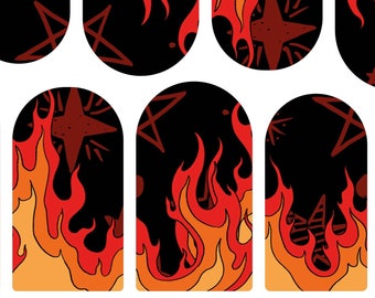 Flame Waterslide Nail Decals | Fire Nail Transfers
