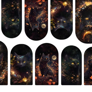 Celestial Black Cat Nail Decals