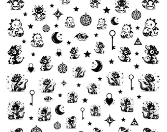Cute Baby Dragon Nail Decals