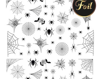 Foil Spiderweb Nail Decals | Gothic Halloween Waterslide Nail Art