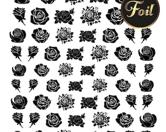 Rose Silhouette Metallic and Holographic Waterslide Decals
