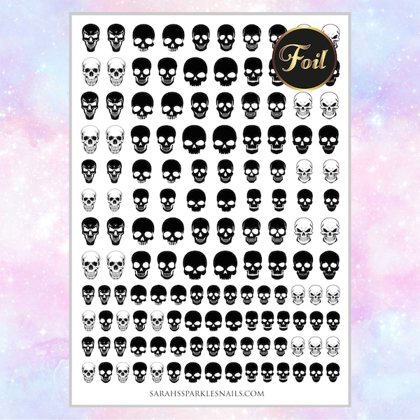 Skull Nail Decals - Gothic Nail Decals - Halloween Nail Decals - Nail Tattoos Skulls - Alternative Nail Decal - Goth Nail Art - DIY Nail Art