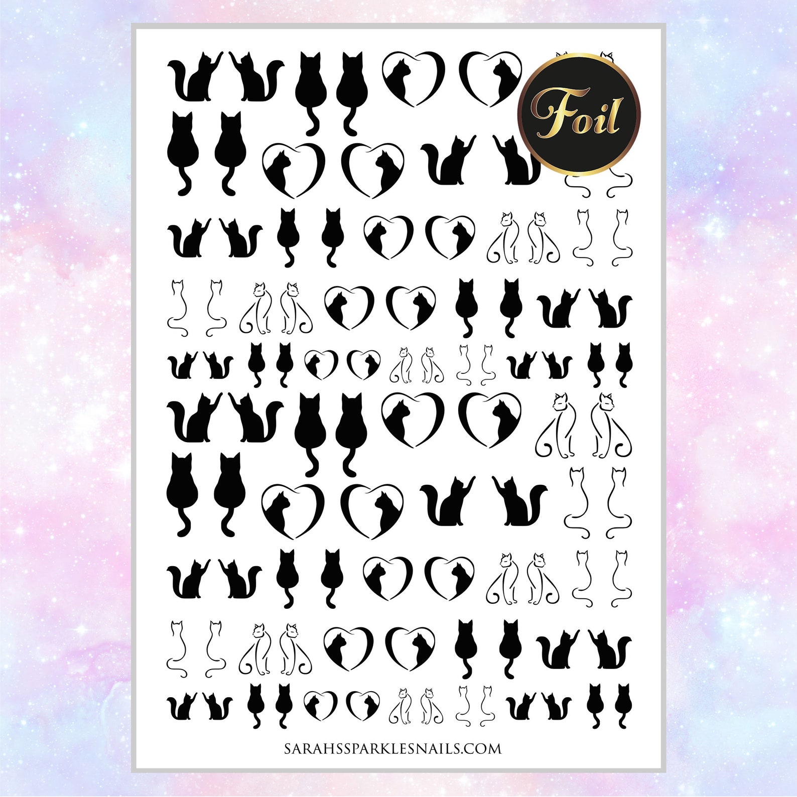 Cat Nail Decals Metallic Waterslide Decals for Nails Etsy