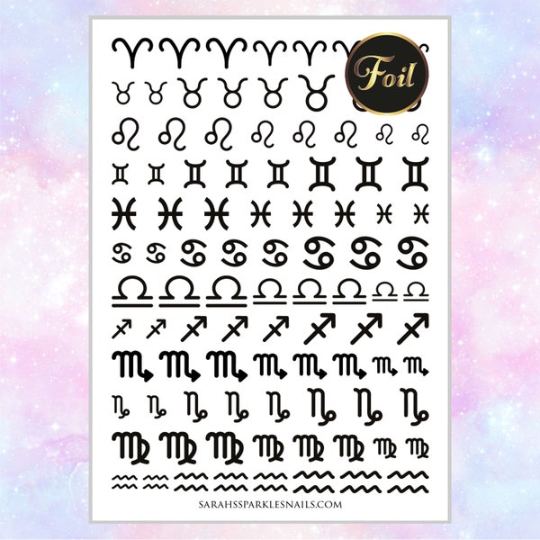 Zodiac Nail Decals - Astrological Sign Waterslide Decals