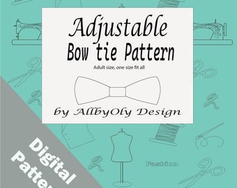 3 in stijl verstelbare vlinderdas pdf-naaipatronen met gratis tutorial, voor beginners, eenvoudig en gemakkelijk te maken, digitale download, pdf-bestand, vlinderdas