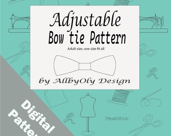 2 Adjustable Bow tie PDF sewing pattern with Free tutorial, For Beginners, Simple and Easy to make, Digital Download, PDF file, Bow tie