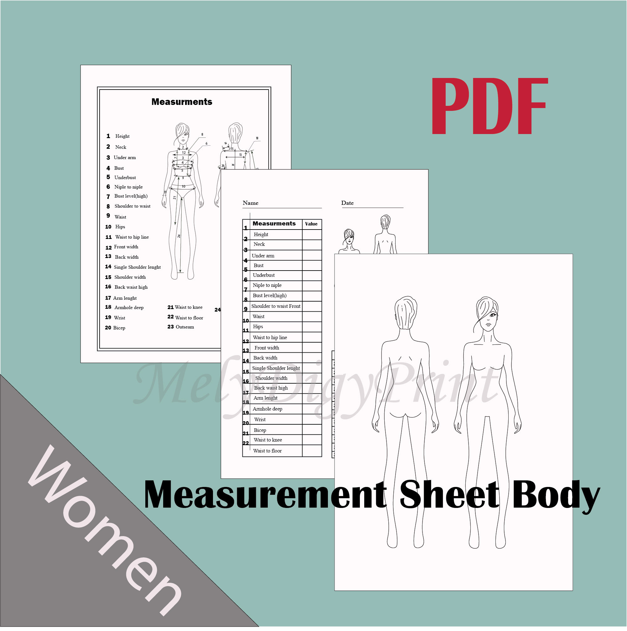 Body Measurement Printable Sewing -  Canada