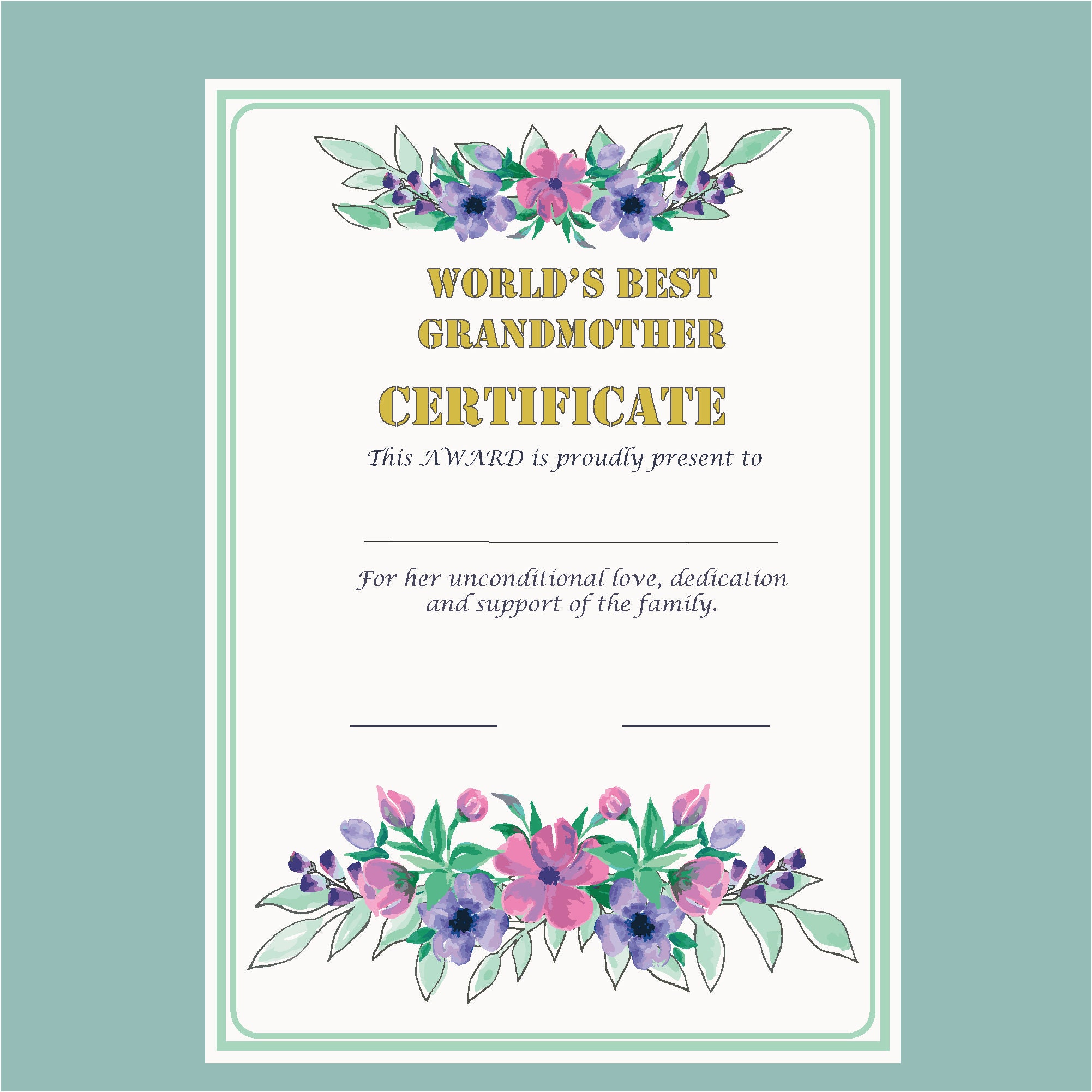 World's Best Grandma Certificate, Award Certificate, Certificate ...