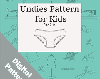 Undies Digital Pattern PDF (2-14), All sizes, For girls,