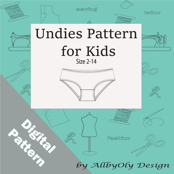 Undies Digital Pattern PDF (2-14), All sizes, For girls,