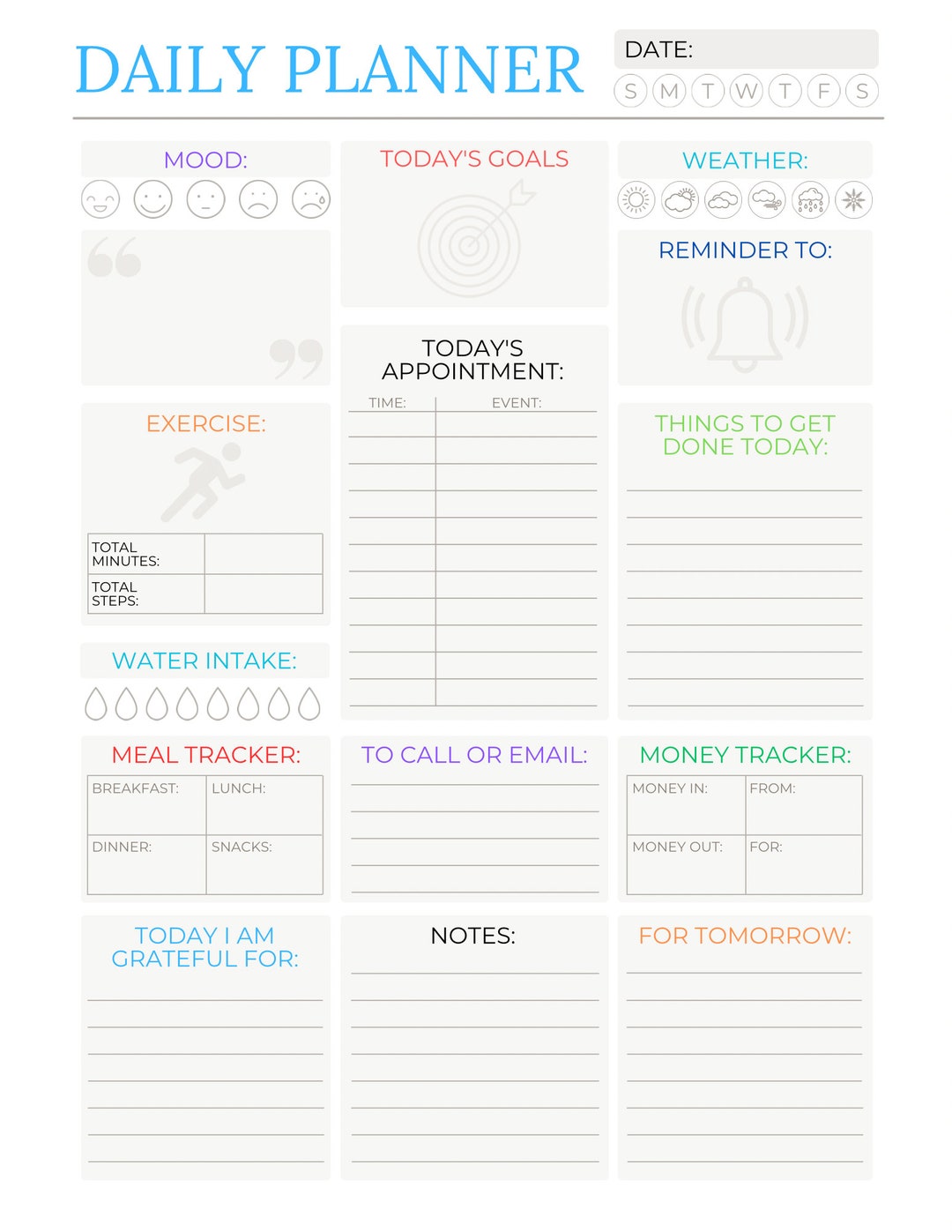 Planner | Daily Life | Digital Download | Organize | Printable - Etsy