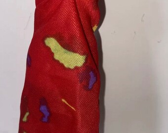 Vintage Barbie Clothes Best Buy Doll Outfit  #1468 Red Purple Green Halter DRESS