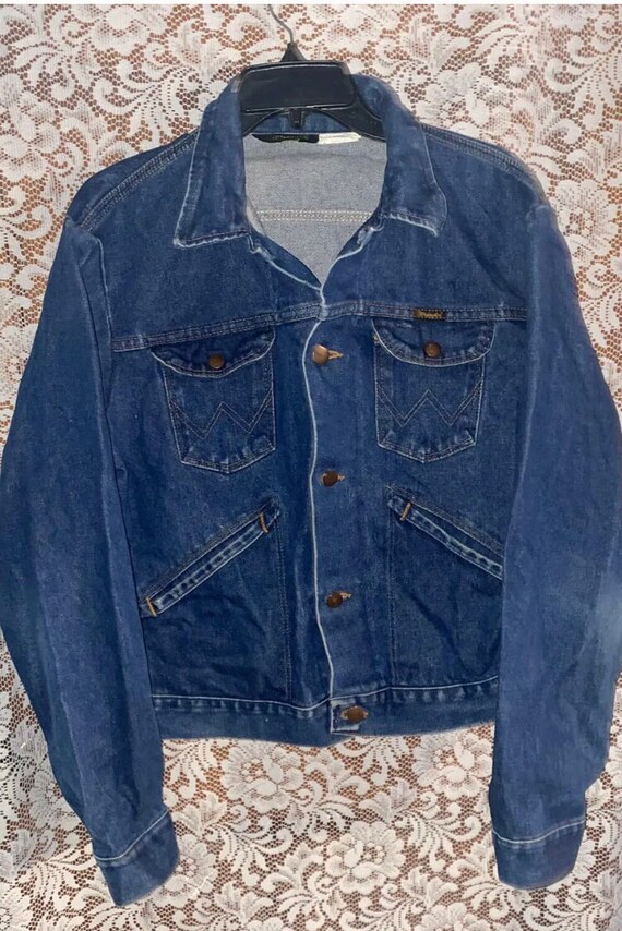 70s Vintage Wrangler No Fault Denim Jacket Size 44 Co… - Gem