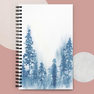 Beau cahier à reliure métallique, arbres bleus, nature, notes, voyage, journal intime