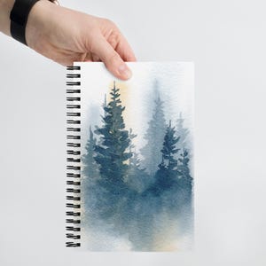 Beau cahier à reliure métallique, arbres bleus, nature, notes, voyage, journal intime