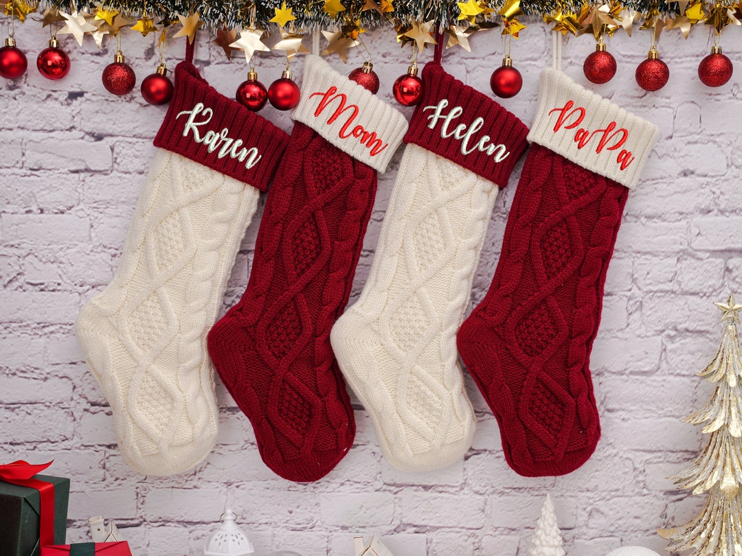 2023 Family Christmas Stockings Personalized Cable Knit Etsy