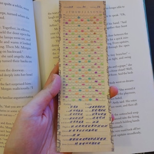 Book Tracker, Printable Reading Tracker Bookmark, Monthly and Yearly Reading Log, Vintage Design.