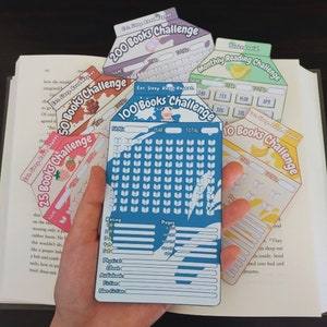 6 Printable Reading Challenge Bookmarks, Monthly Books Challenge, Tracking 100 Books, Milk Carton Designs, 200 Books, 50 Books, 25 Books.