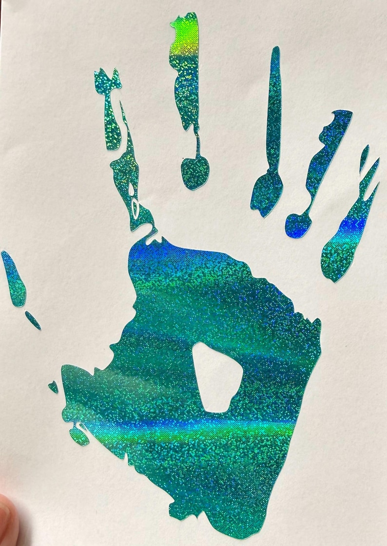 Phasmophobia Obake Handprint Vinyl Sticker holographic blue