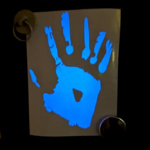 Phasmophobia Obake Handprint Vinyl Sticker blue glow i.t. dark