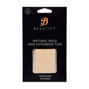 Beautify 両面ナチュラルホールドヘアエクステンションテープ 120 枚入り | 残留物が少なくお手入れが簡単な粘着テープ