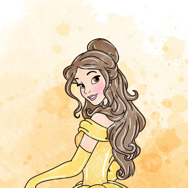 clipart beauté et la bête, clipart princesse aquarelle, clipart aquarelle princesse, clip art princesse, clipart princesse belle, belle png