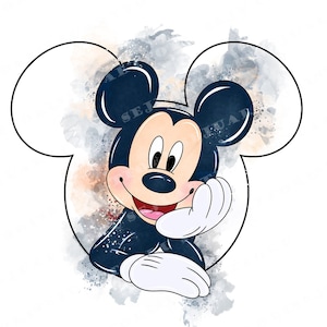 Mickey Mouse Watercolor Clipart, Cartoon PNG (Digital Download)