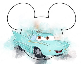 Watercolor Cars Clipart, Lightning McQueen PNG (Digital Download)
